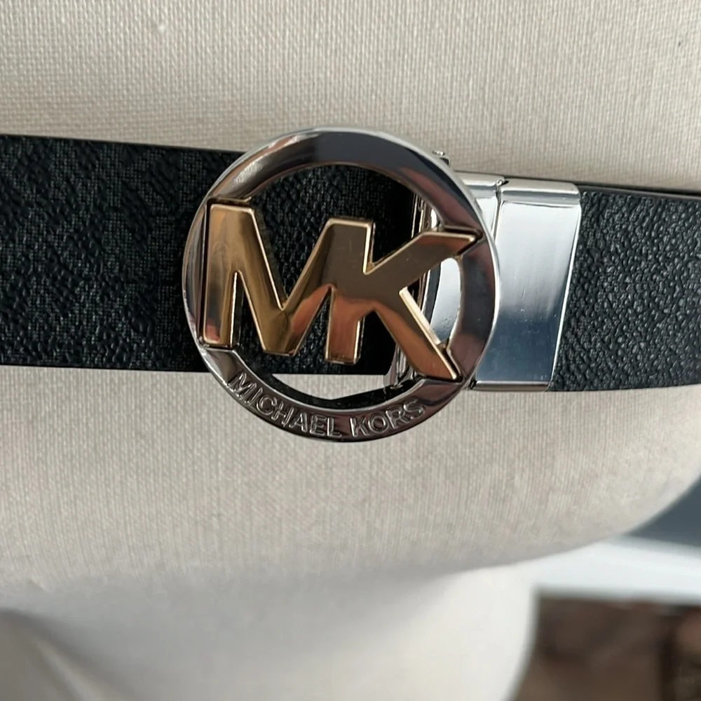 Michael Kors Reversible Leather Monogram Belt NWT